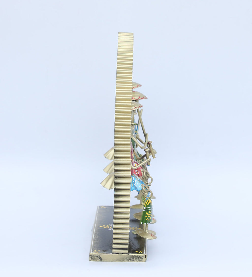 Handcrafted Tribal Musician Metal Art Showpiece – Vibrant Table Décor