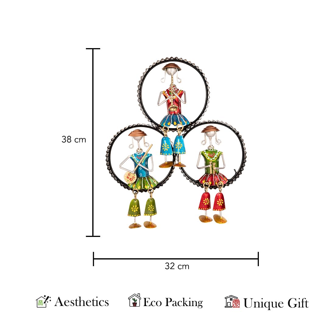 Handcrafted Tribal Musician Wall Art – Metal Wall Hanging (38 x 32 cm)