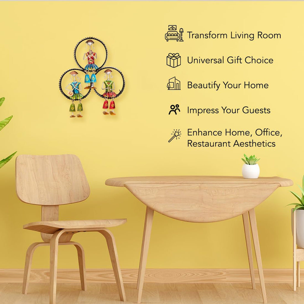 Handcrafted Tribal Musician Wall Art – Metal Wall Hanging (38 x 32 cm)