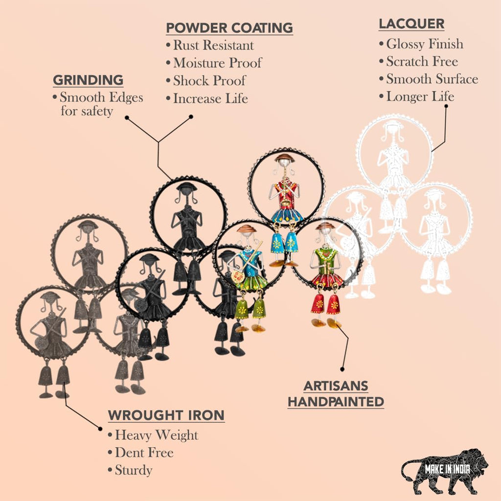 Handcrafted Tribal Musician Wall Art – Metal Wall Hanging (38 x 32 cm)