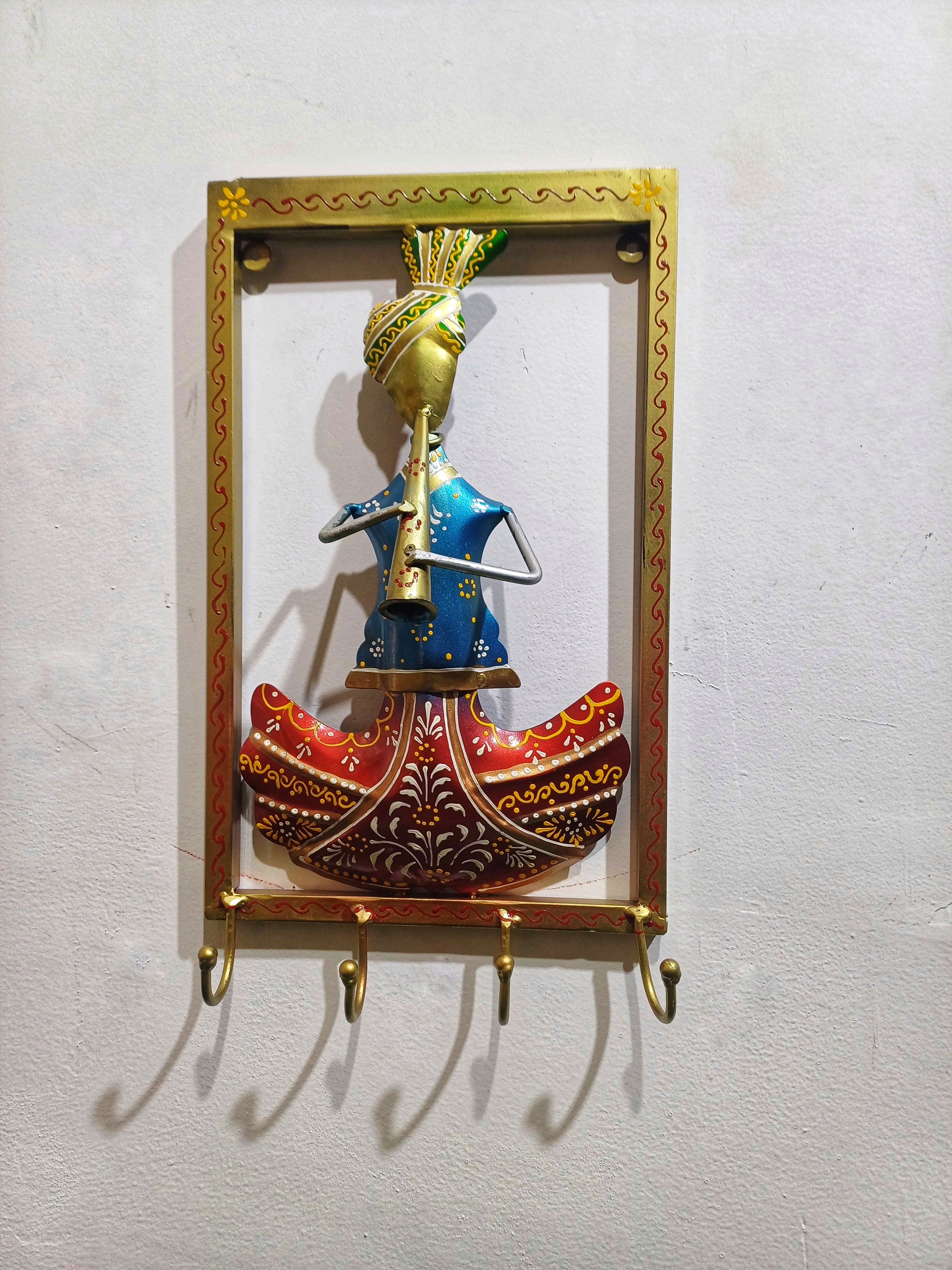 Rajasthani Musician Wall Hook – Handcrafted Metal Art
