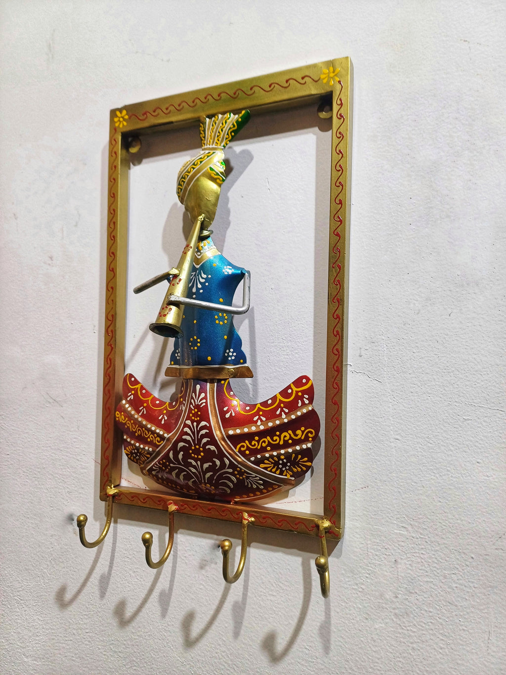 Rajasthani Musician Wall Hook – Handcrafted Metal Art