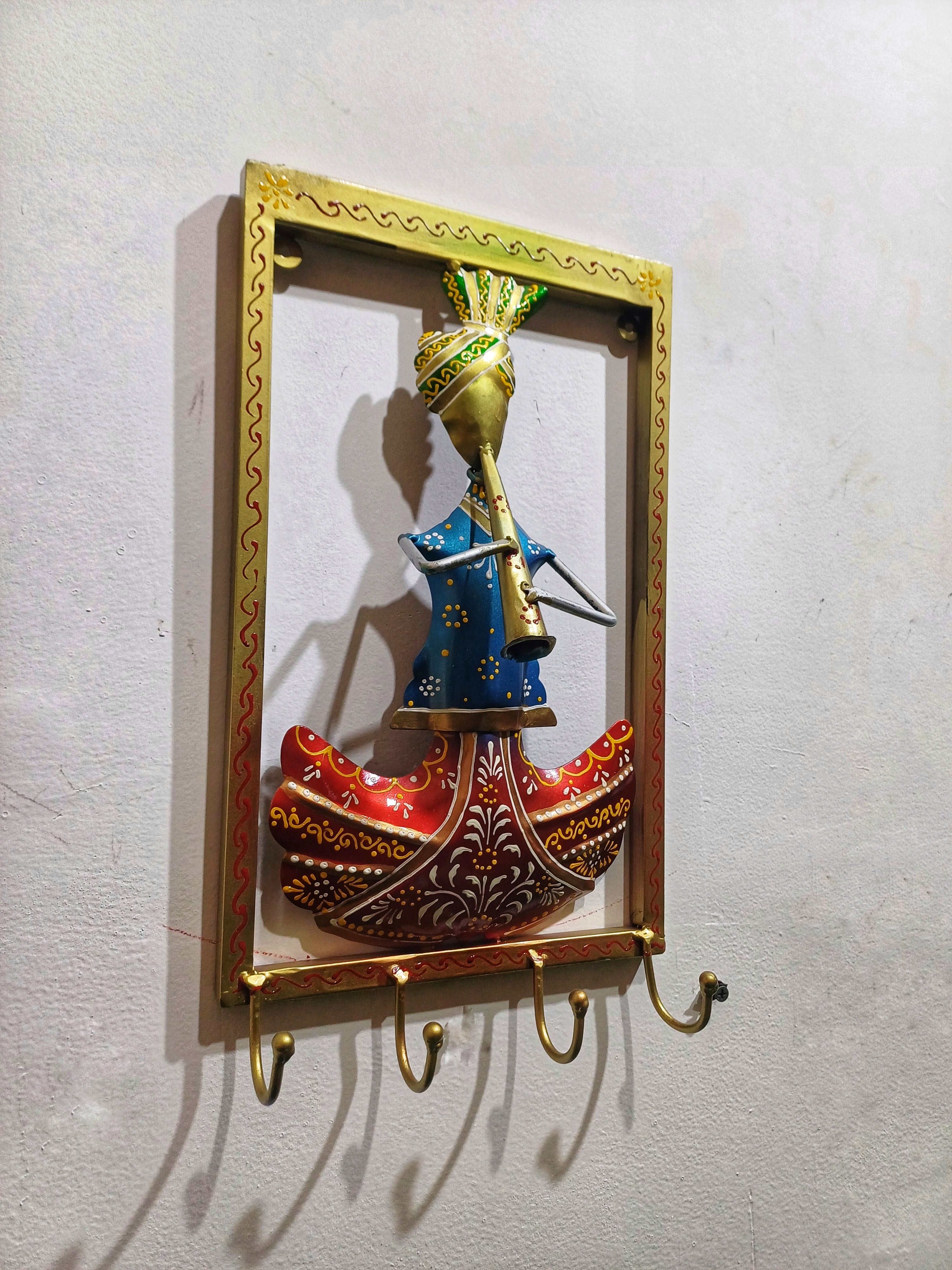 Rajasthani Musician Wall Hook – Handcrafted Metal Art