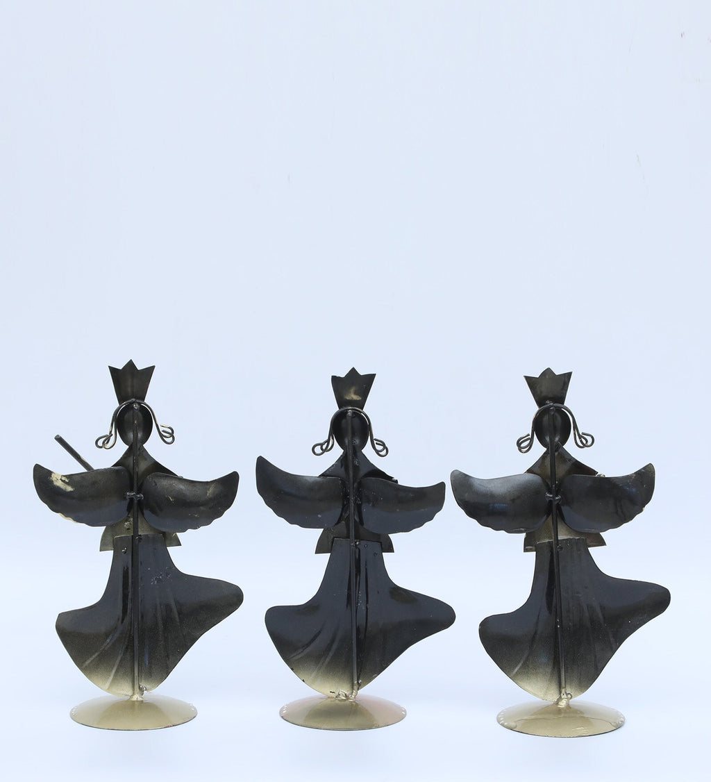 Set of 3 Vibrant Musician Dolls – Handcrafted Metal Art Showpieces