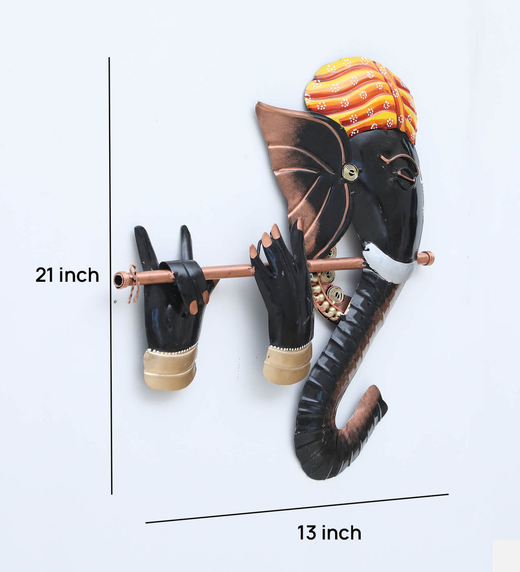 Flute Ganesha Metal Wall Art