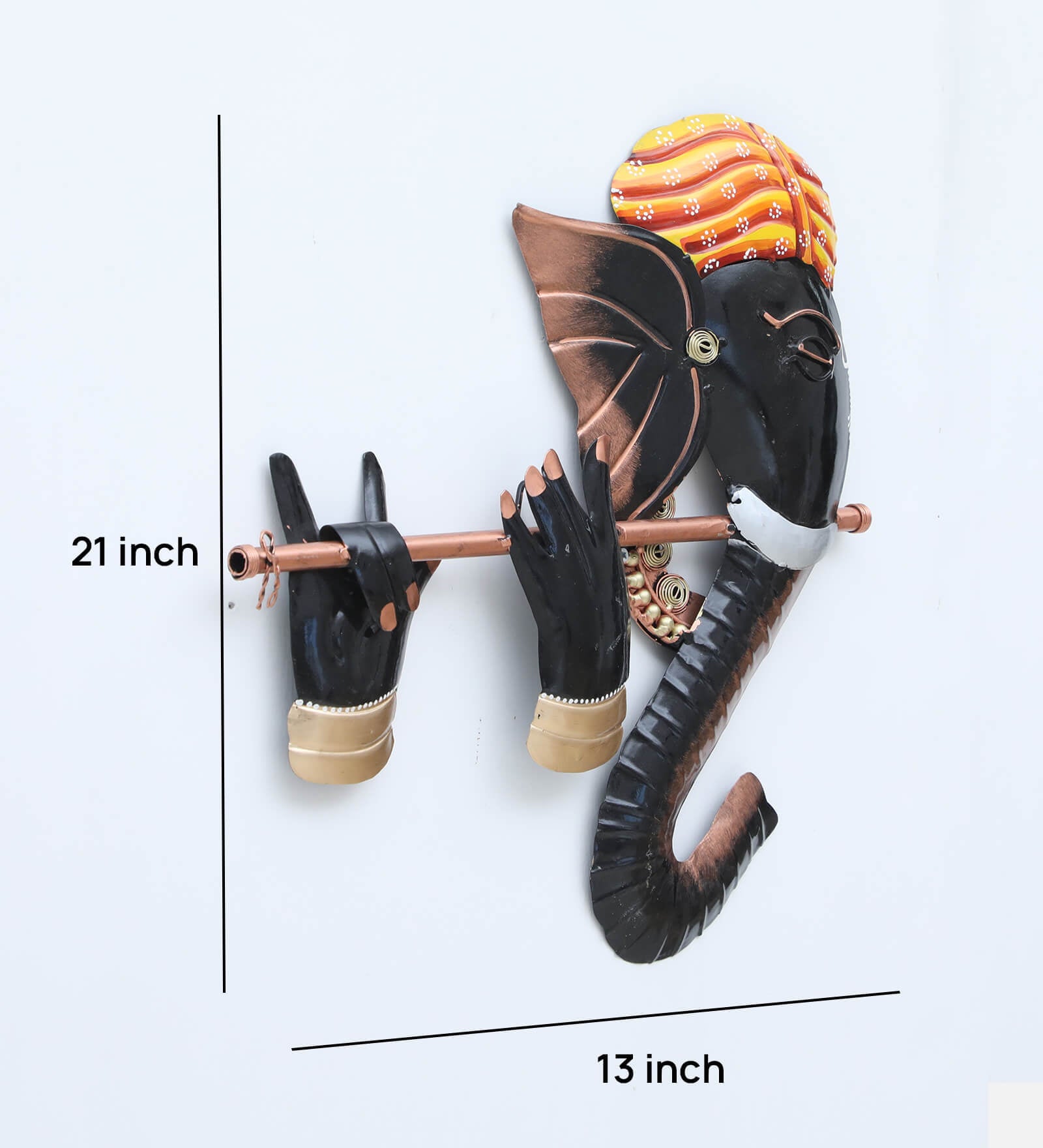 Flute Ganesha Metal Wall Art