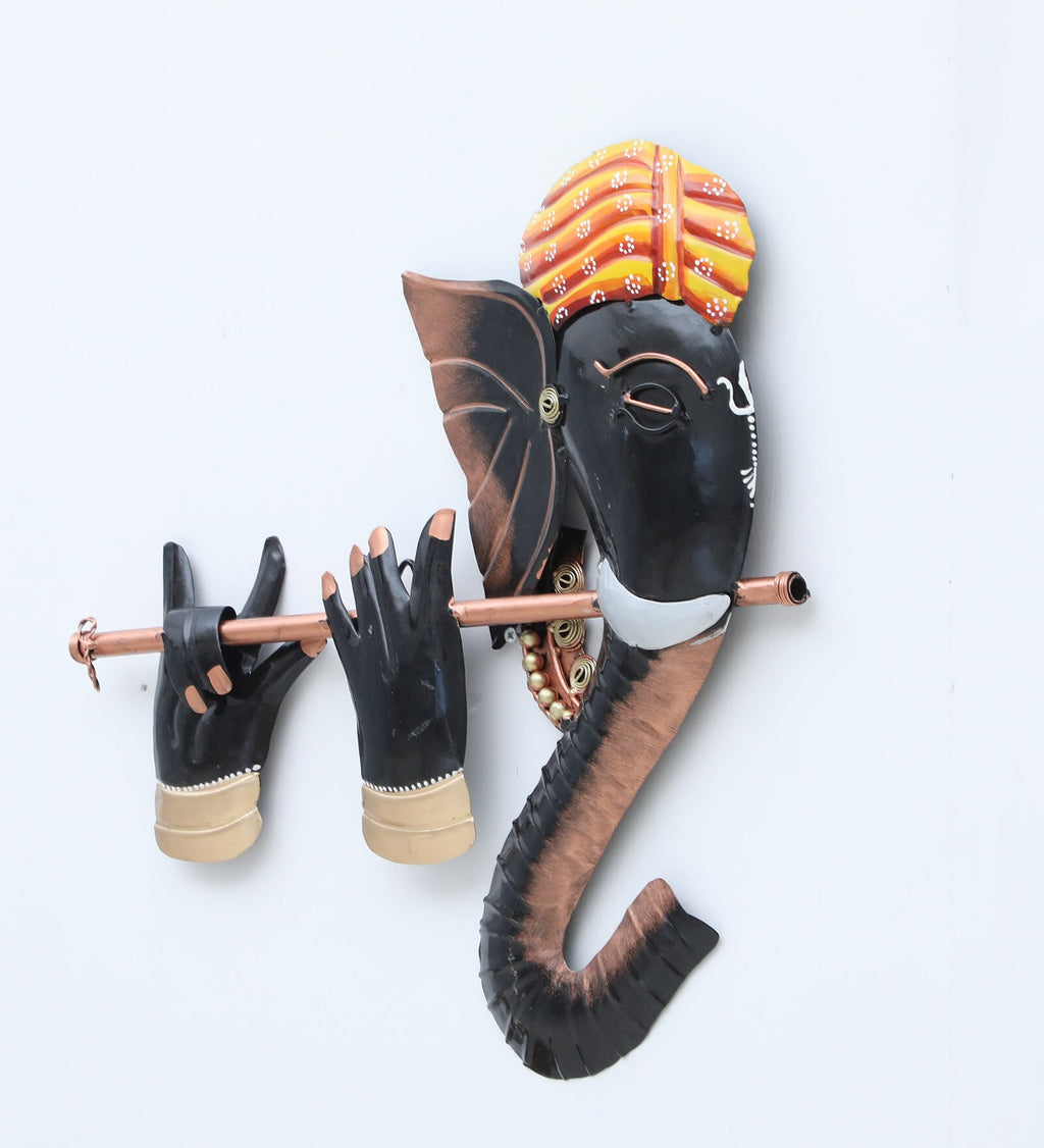 Flute Ganesha Metal Wall Art