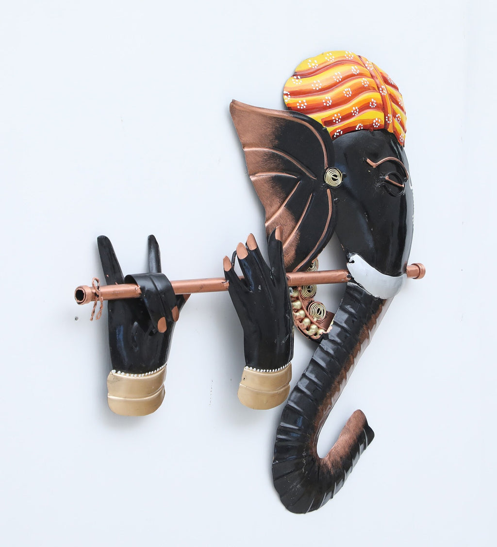 Flute Ganesha Metal Wall Art
