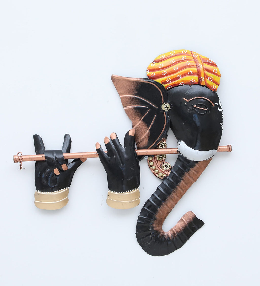 Flute Ganesha Metal Wall Art