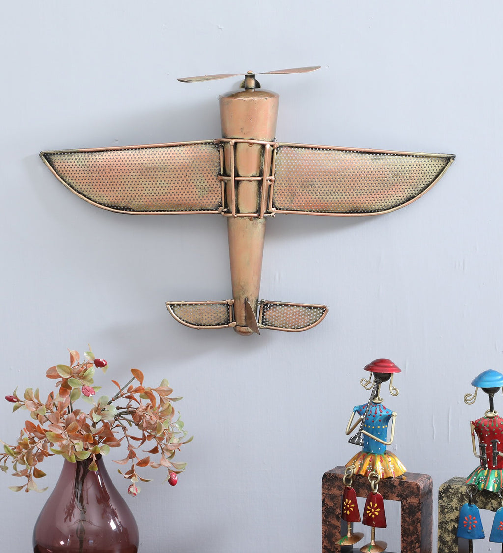 Vintage Brass Airplane Wall Art