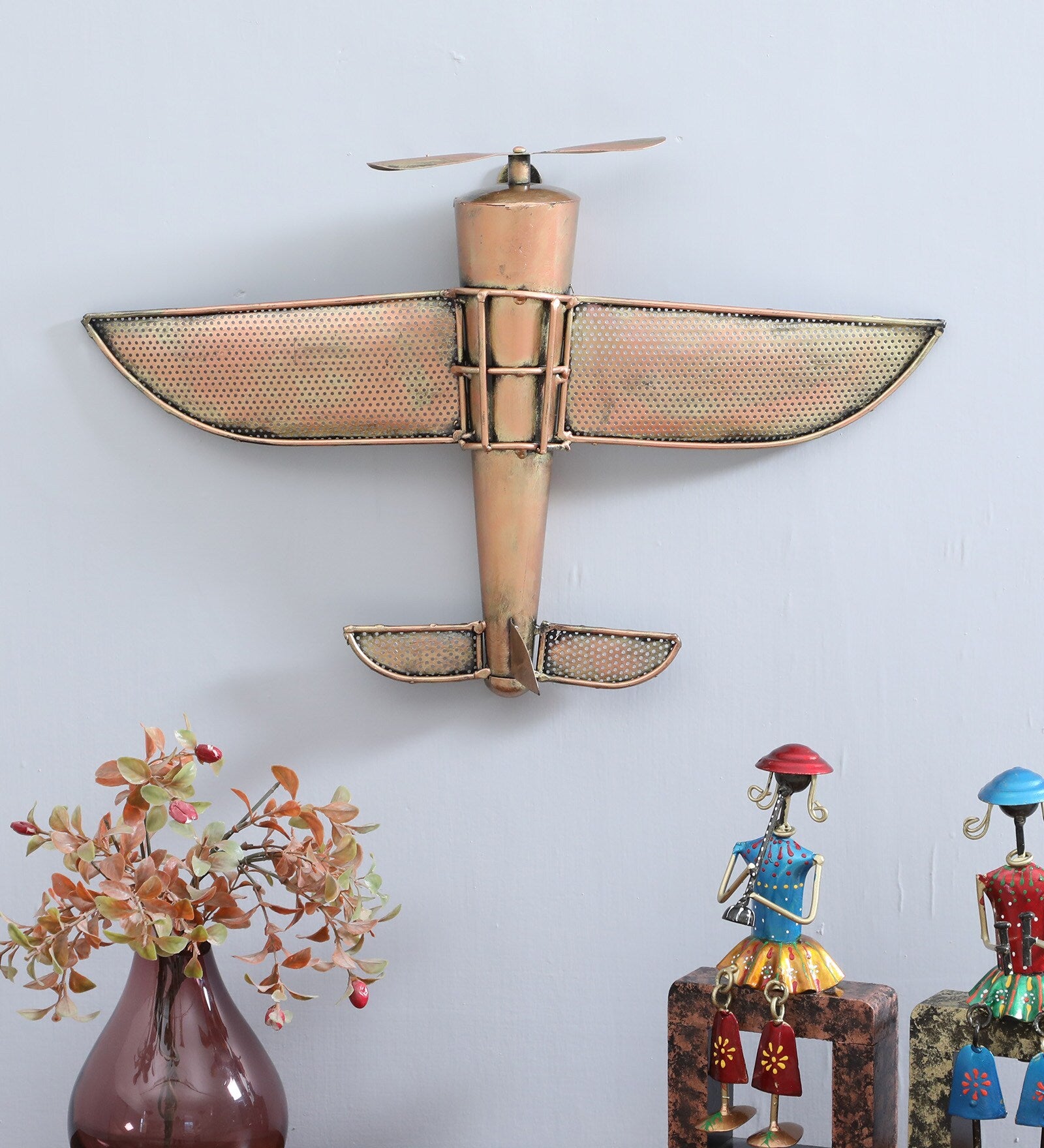 Vintage Brass Airplane Wall Art