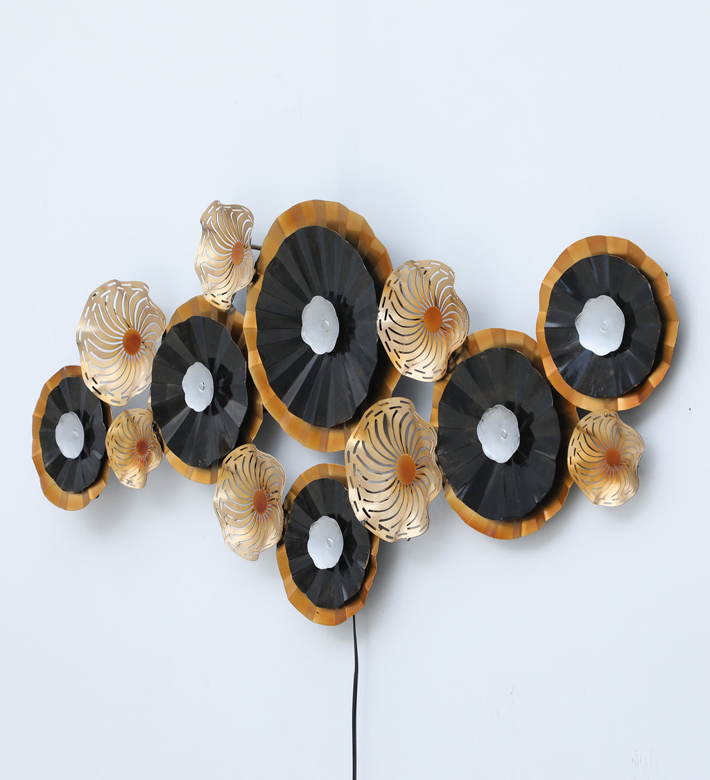 Golden Aura Metal Wall Art with LED Backlight (47 x 21 Inches)