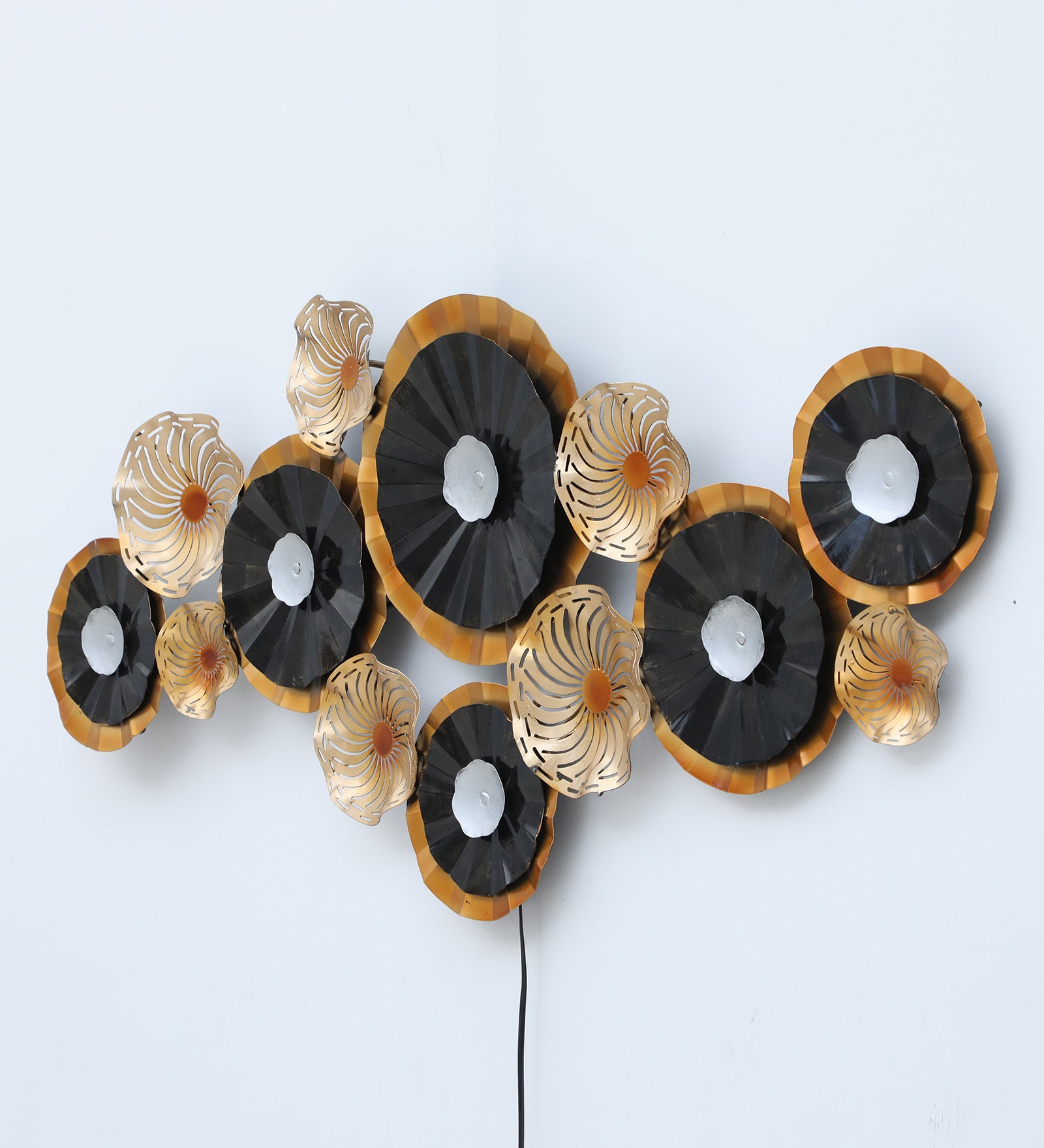 Golden Aura Metal Wall Art with LED Backlight (47 x 21 Inches)