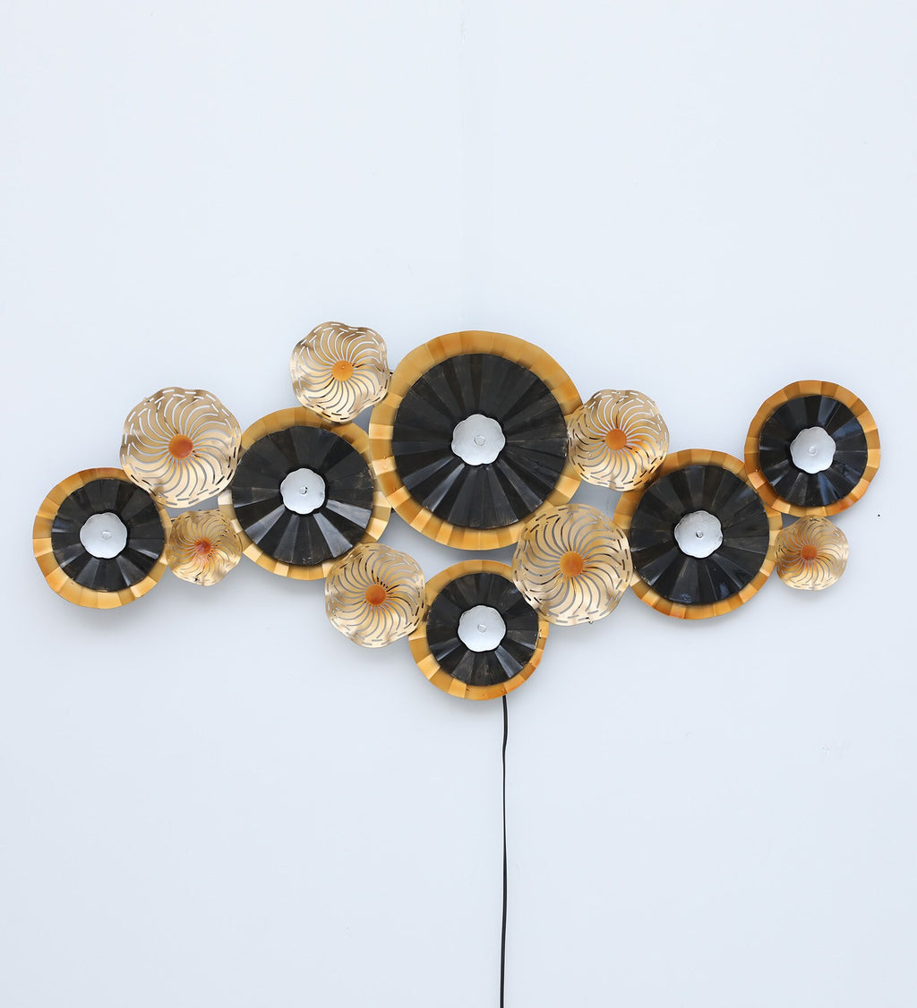 Golden Aura Metal Wall Art with LED Backlight (47 x 21 Inches)