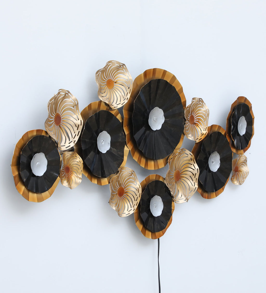 Golden Aura Metal Wall Art with LED Backlight (47 x 21 Inches)