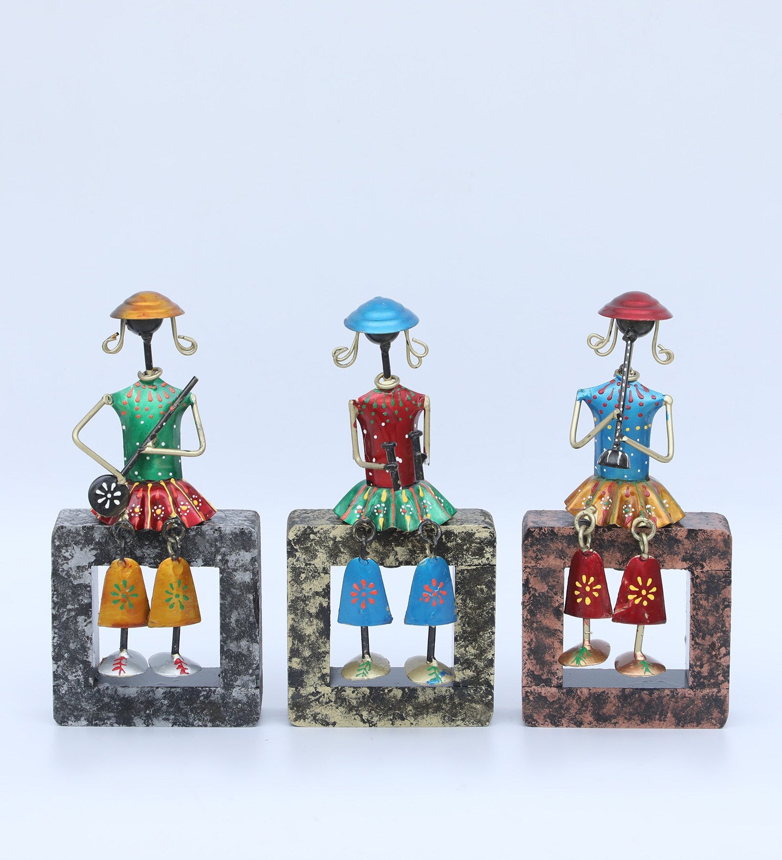 Colorful Tribal Musician Figurines Set of 3