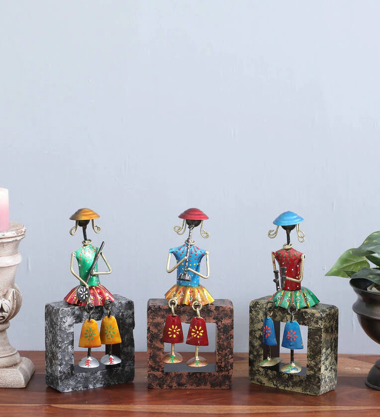 Colorful Tribal Musician Figurines Set of 3