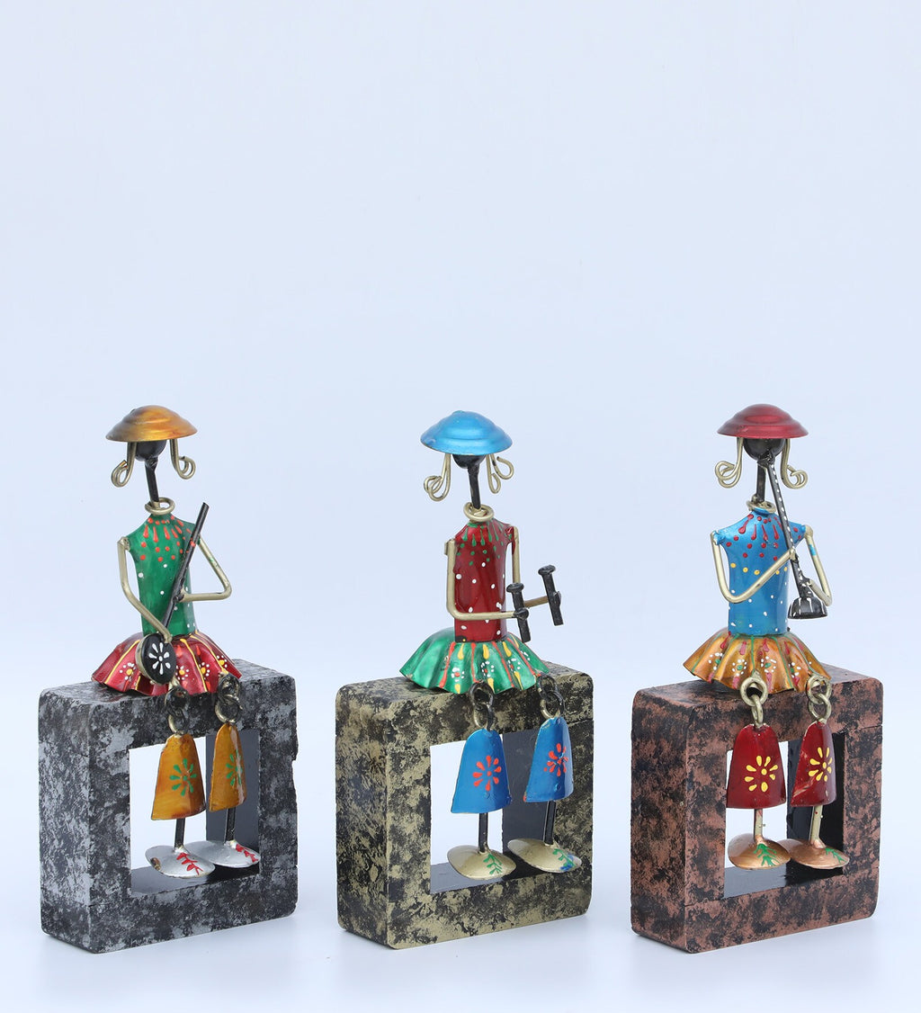 Colorful Tribal Musician Figurines Set of 3