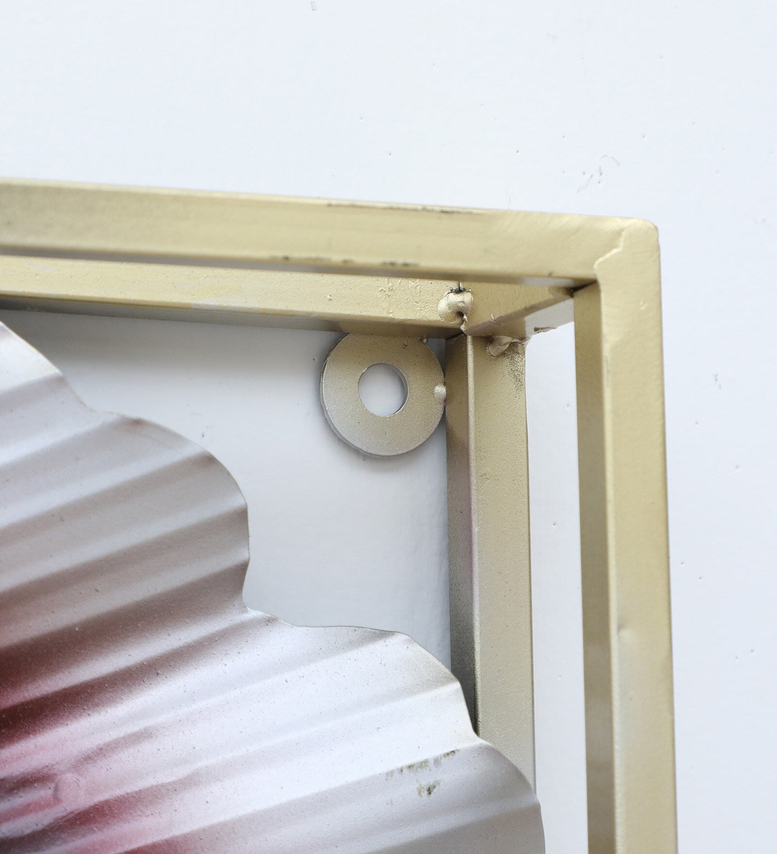 Golden & Blue Floral Metal Wall Art with LED Backlight – 50x26 Inch