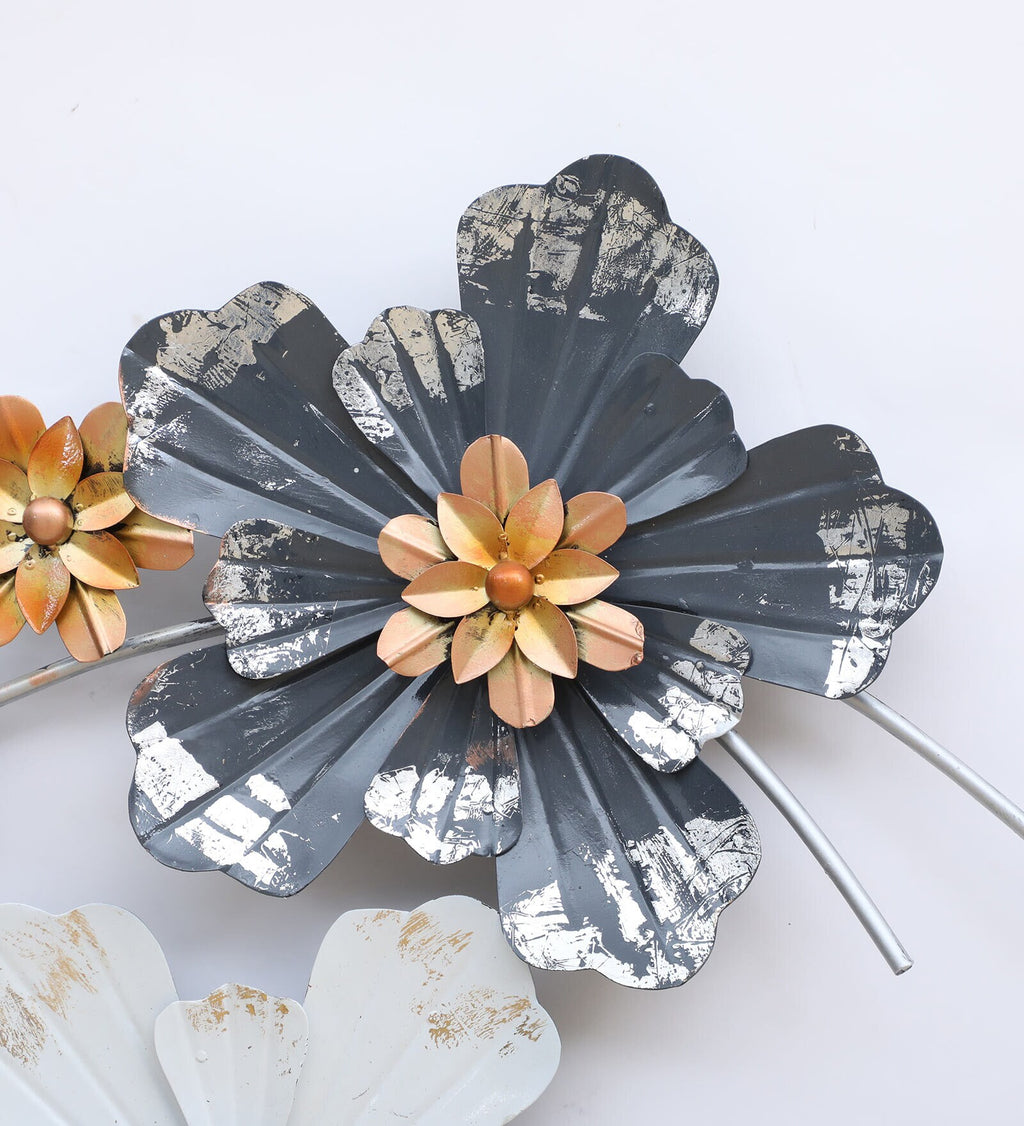 Elegant Metallic Flowar Wall Art