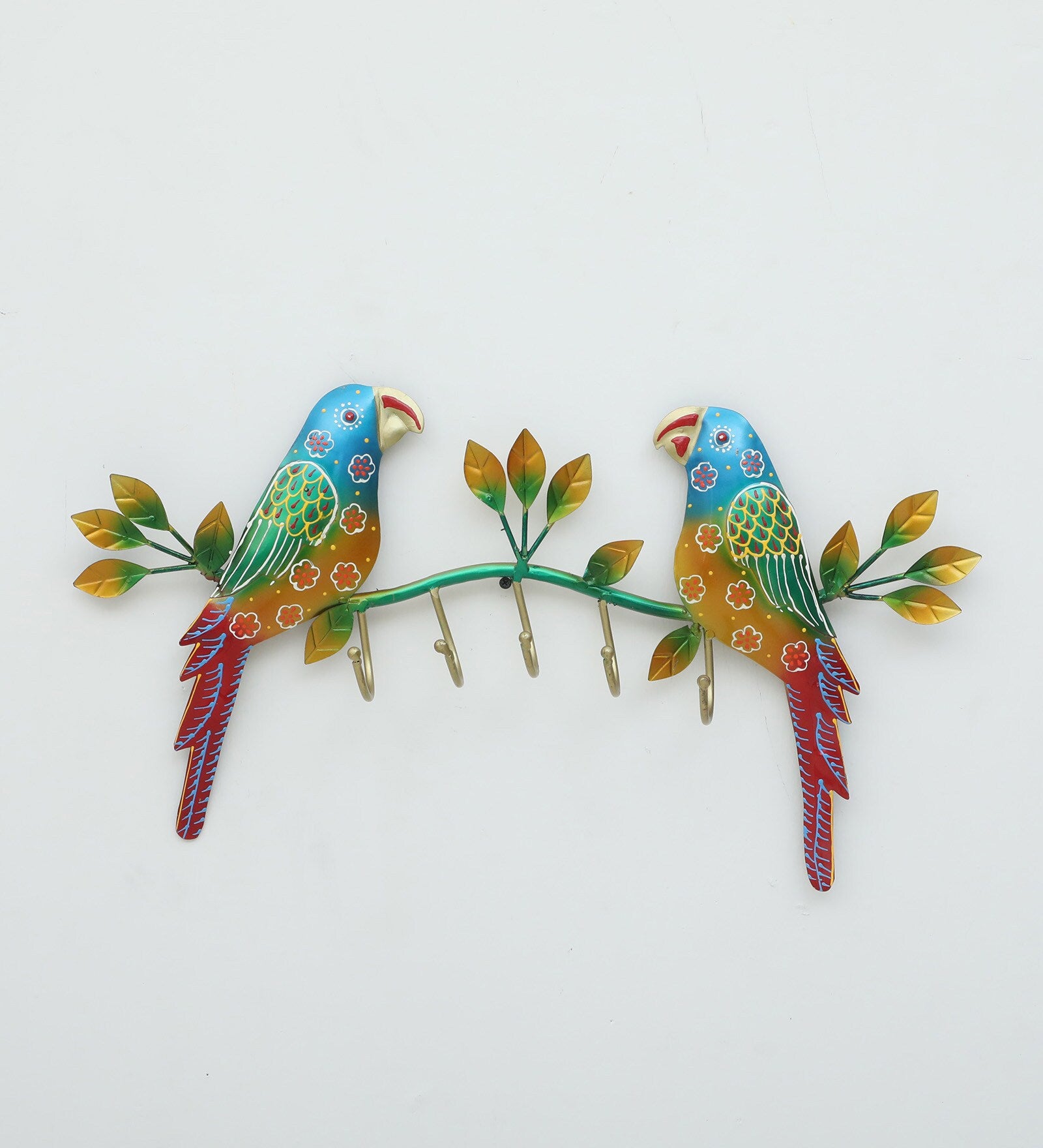 Handcrafted Parrot Design Metal Wall Key Holder