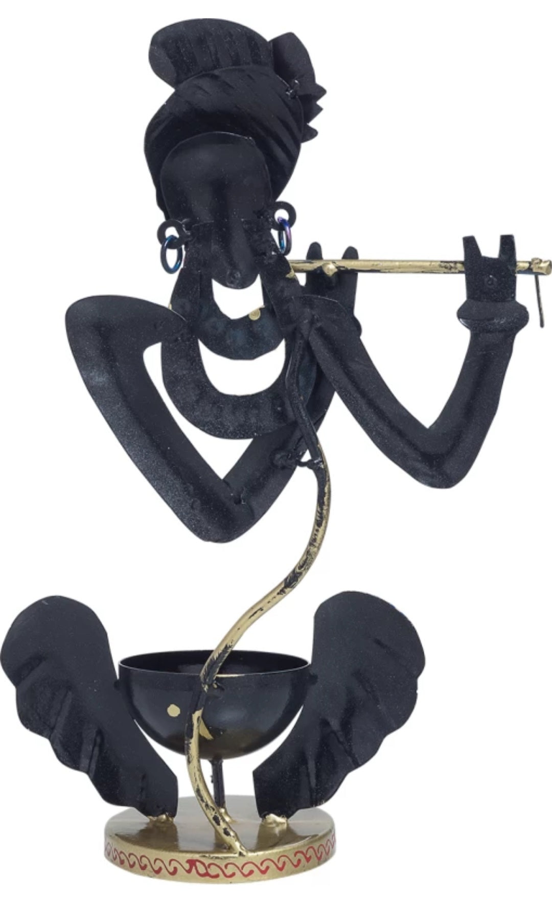 Handcrafted Blue Krishna Metal Tealight Holder