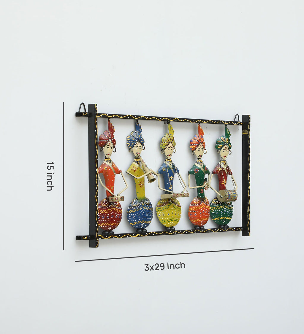 Rajasthani Musician Wall Art – Handcrafted Iron Frame Décor (15 x 29 Inches)
