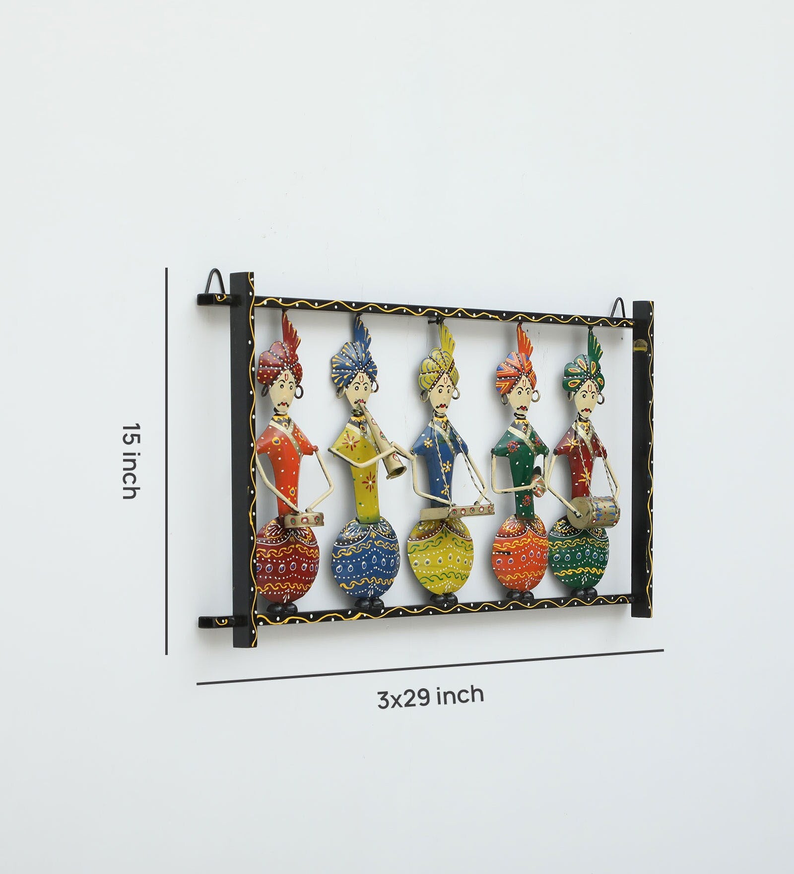 Rajasthani Musician Wall Art – Handcrafted Iron Frame Décor (15 x 29 Inches)