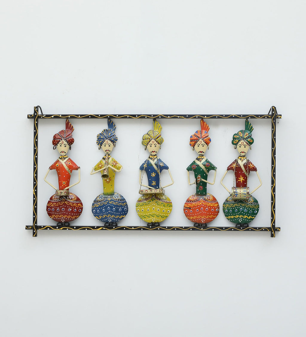 Rajasthani Musician Wall Art – Handcrafted Iron Frame Décor (15 x 29 Inches)