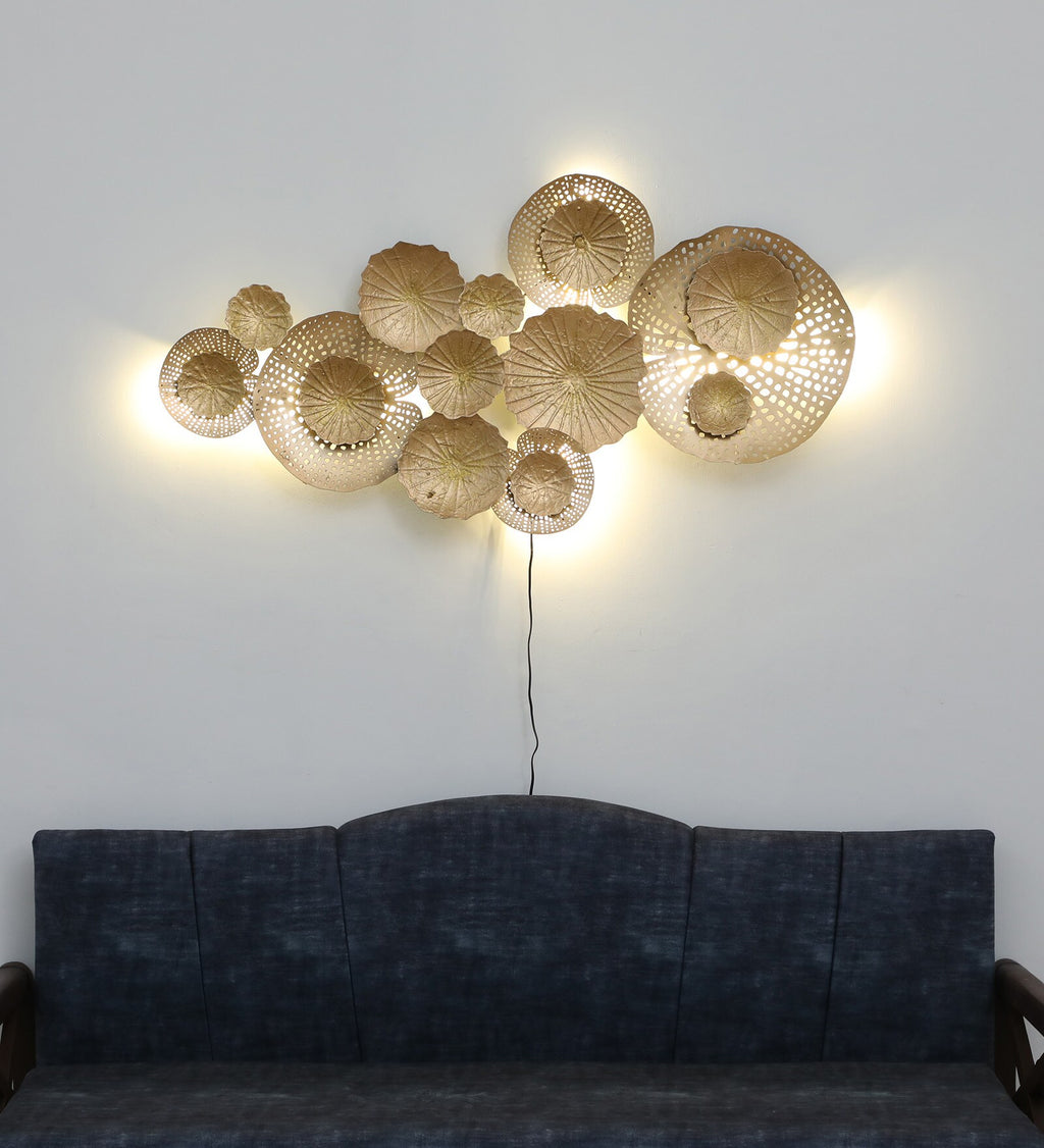 Golden Lotus Bloom Metal Wall Light