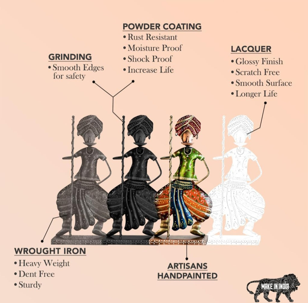 Set of 3 Handcrafted Rajasthani Musician Figurines – Traditional Iron Art Décor