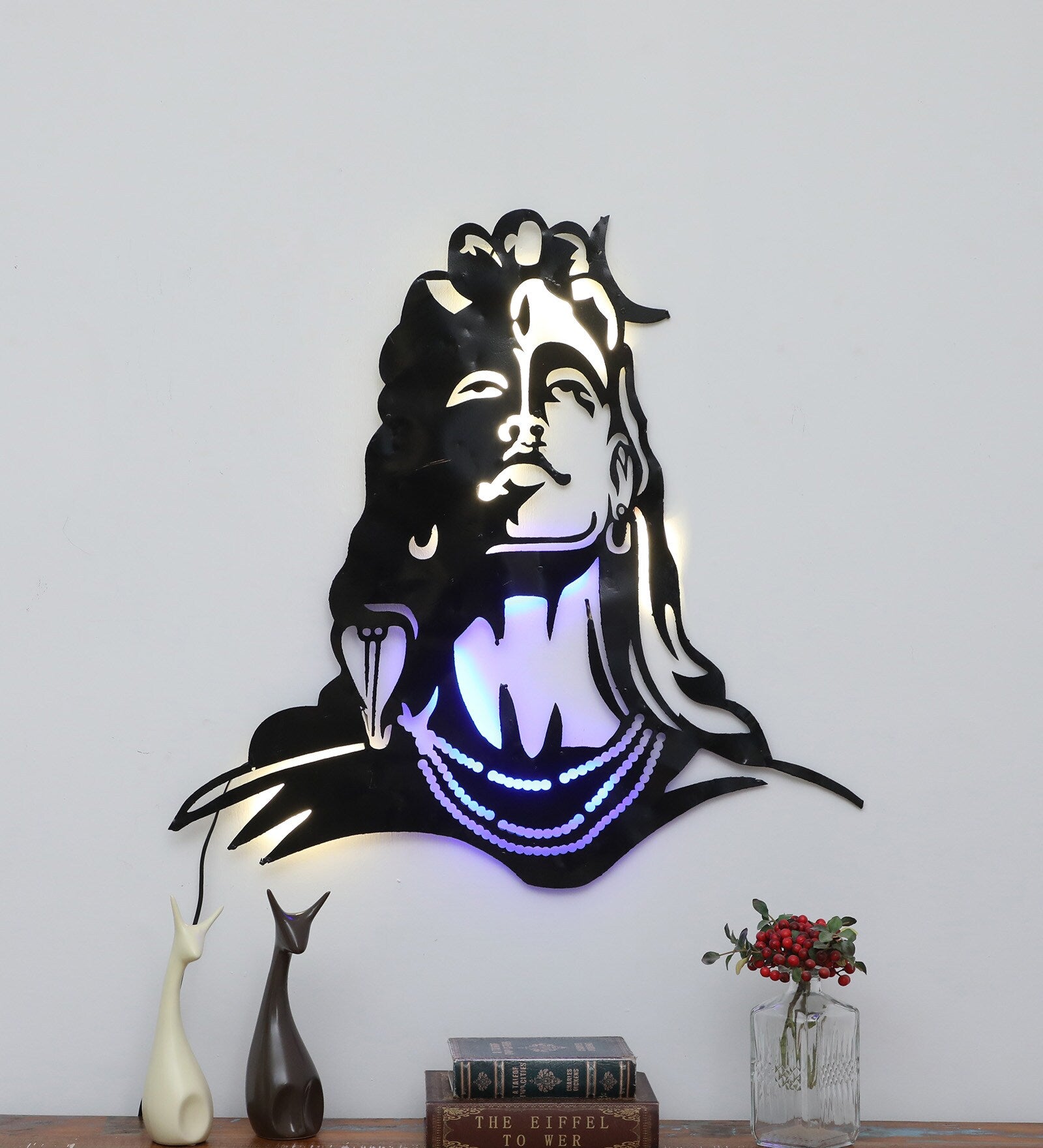 30-Inch Lord Adi Shiva LED Metal Wall Art