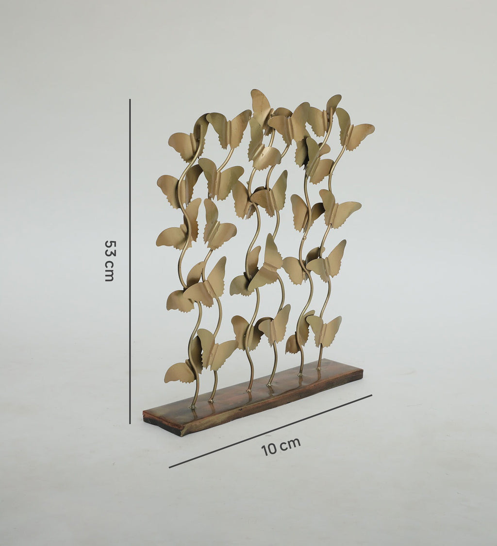 Golden Metal Butterfly Art Showpiece