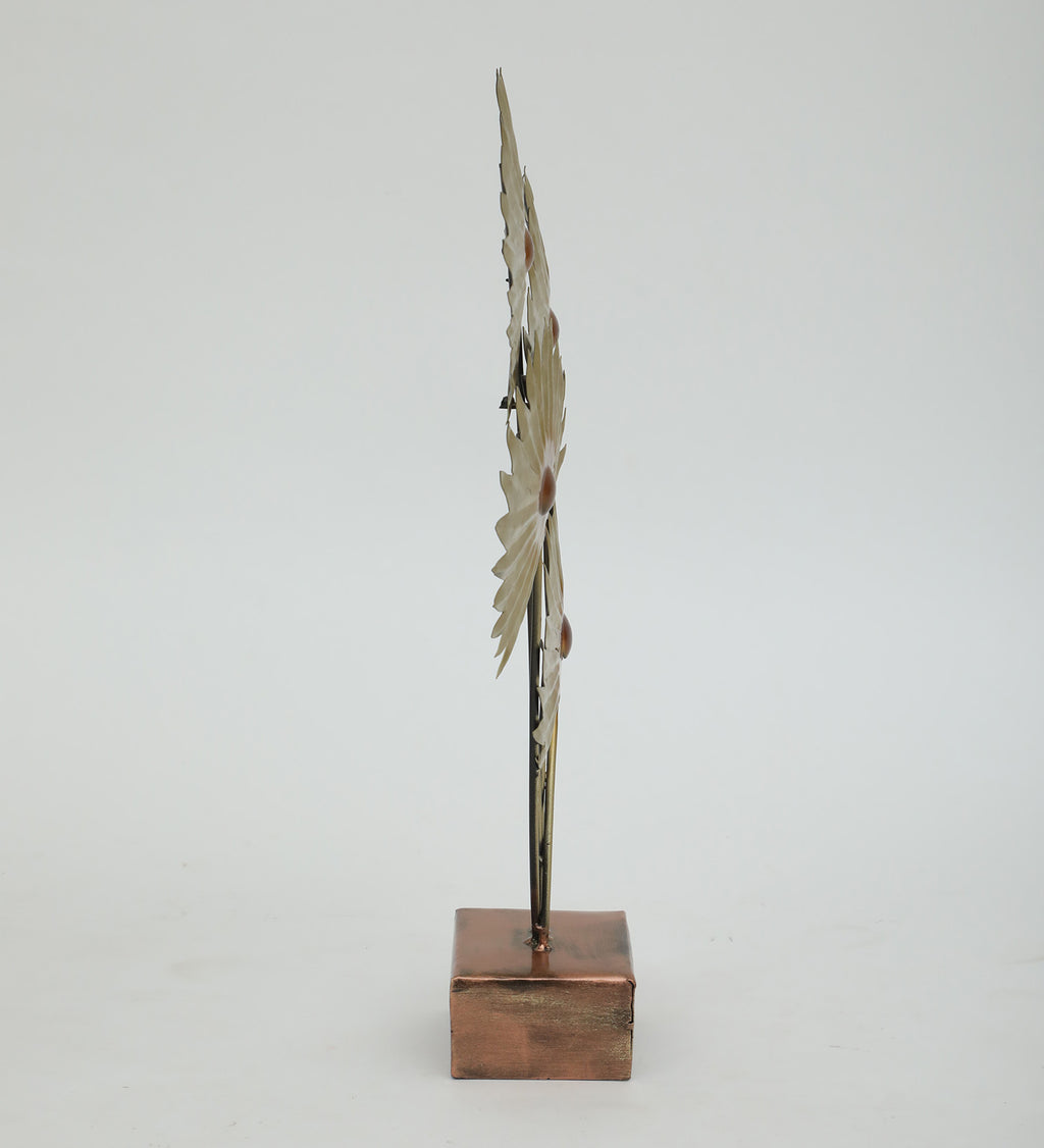 Golden Metal Floral Table Accent – Elegant Handcrafted Home Decor