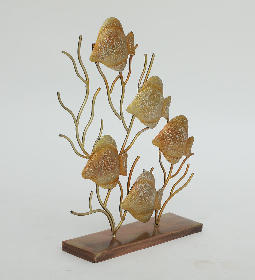 Golden Metal Fish Decorative Showpiece