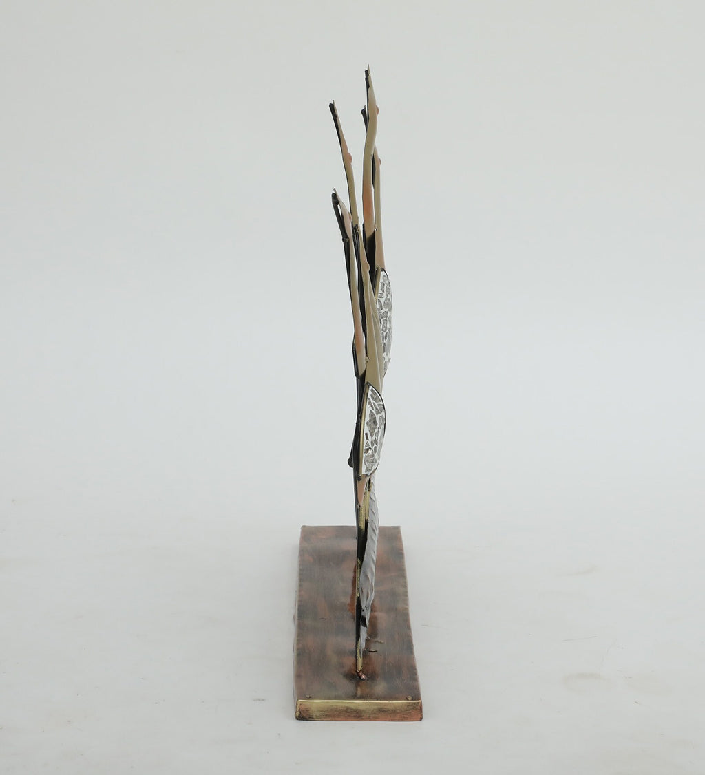 Elegant Heron Family Metal Sculpture