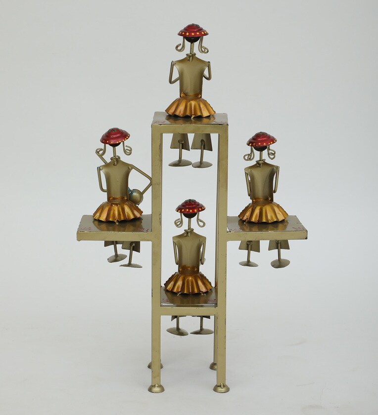 Colorful Tribal Musicians Metal Art Showpiece