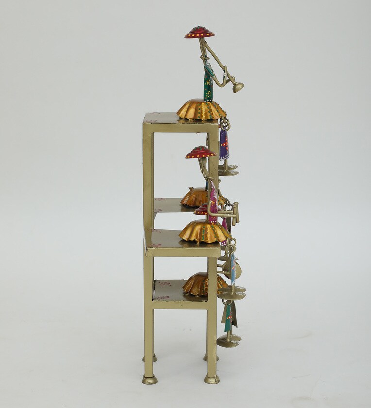 Colorful Tribal Musicians Metal Art Showpiece