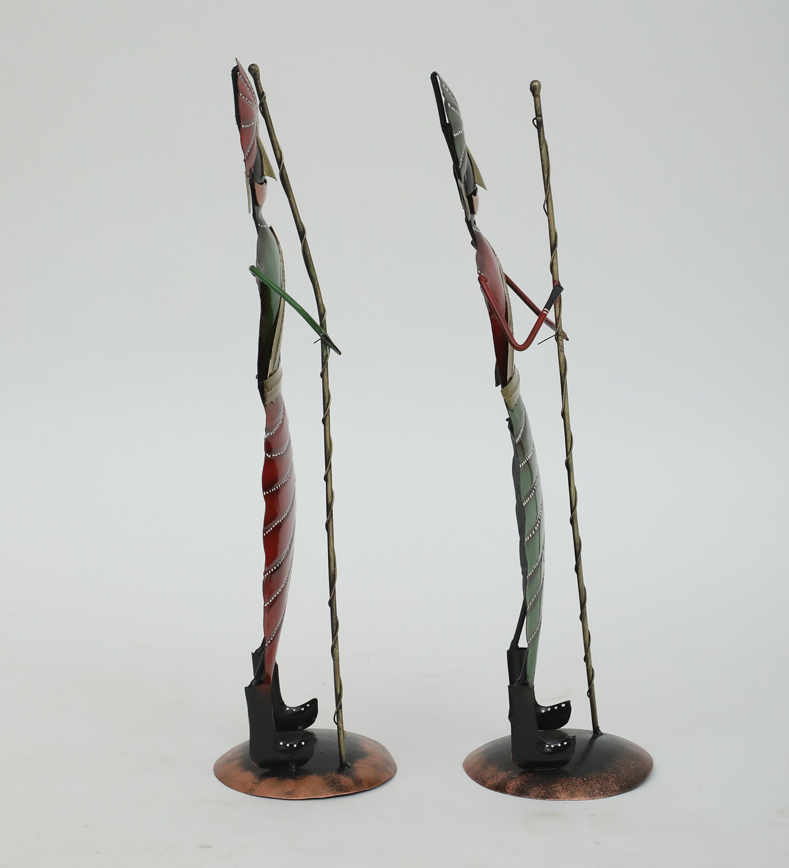 Tribal Leaf Warrior Metal Figurines – Set of 2 Chokidar