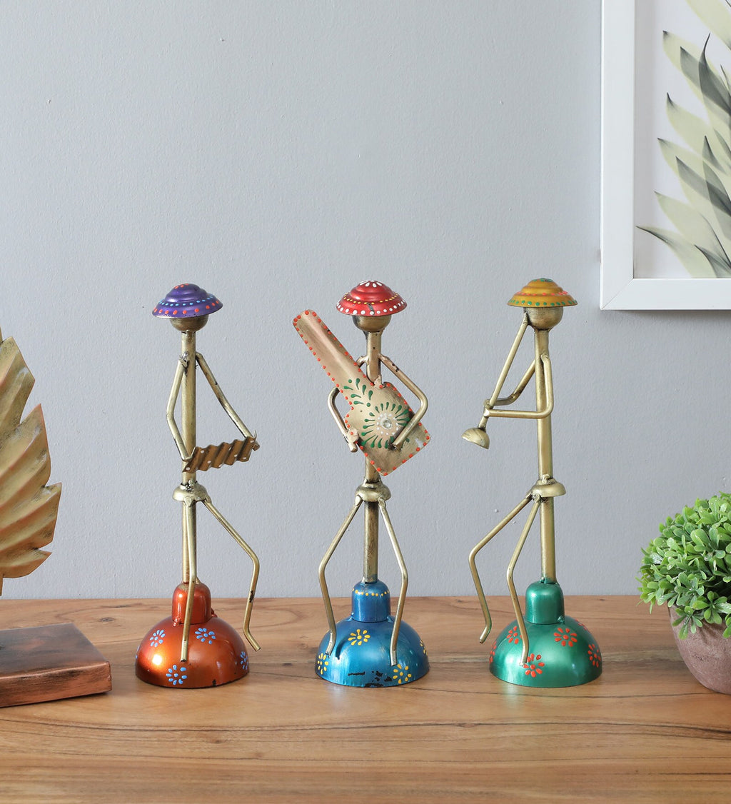 Tribal Musician Trio – Handcrafted Metal Art Showpieces