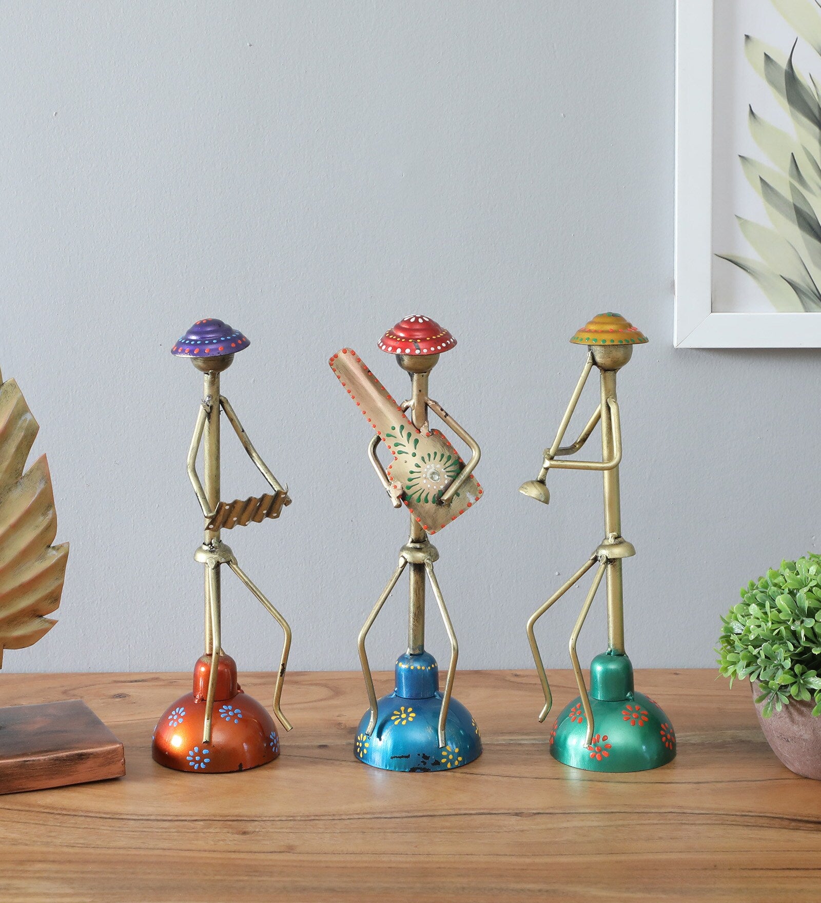 Tribal Musician Trio – Handcrafted Metal Art Showpieces