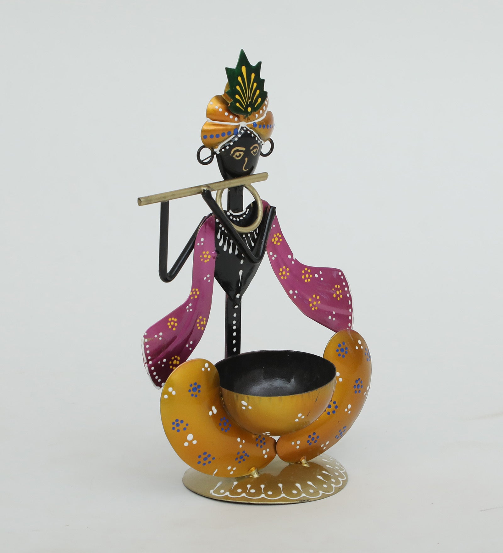 Handcrafted Metal Krishna Tealight Holder