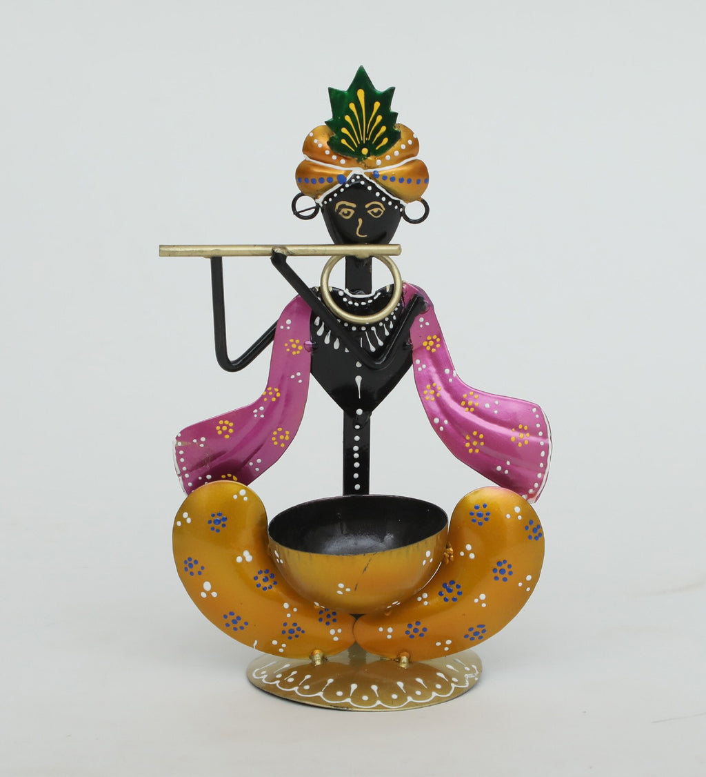 Handcrafted Metal Krishna Tealight Holder