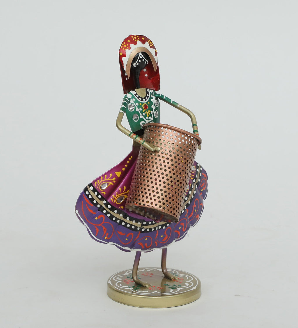 Rajasthani Lady Metal Pen Holder