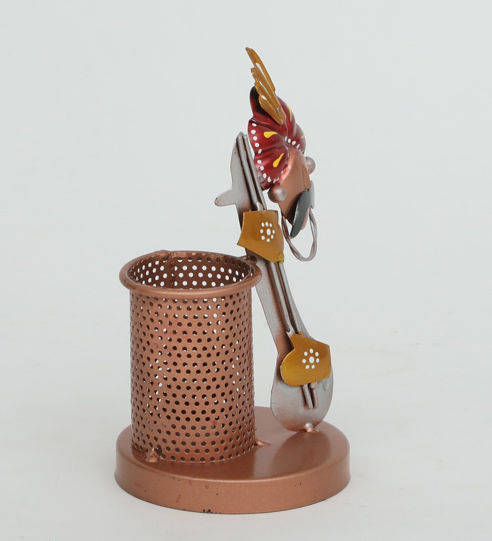 Rajasthani Musician-Themed Metal Pen Holder