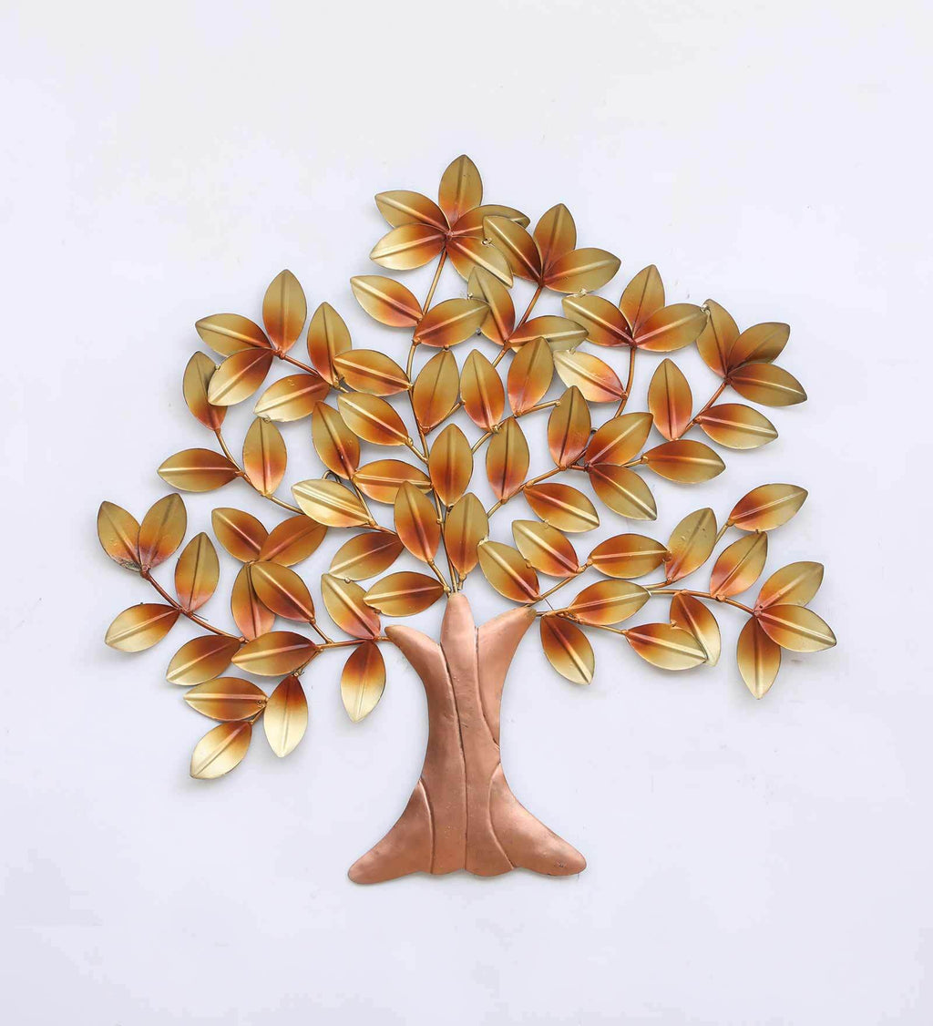 Golden Blossom Tree Metal Wall Art
