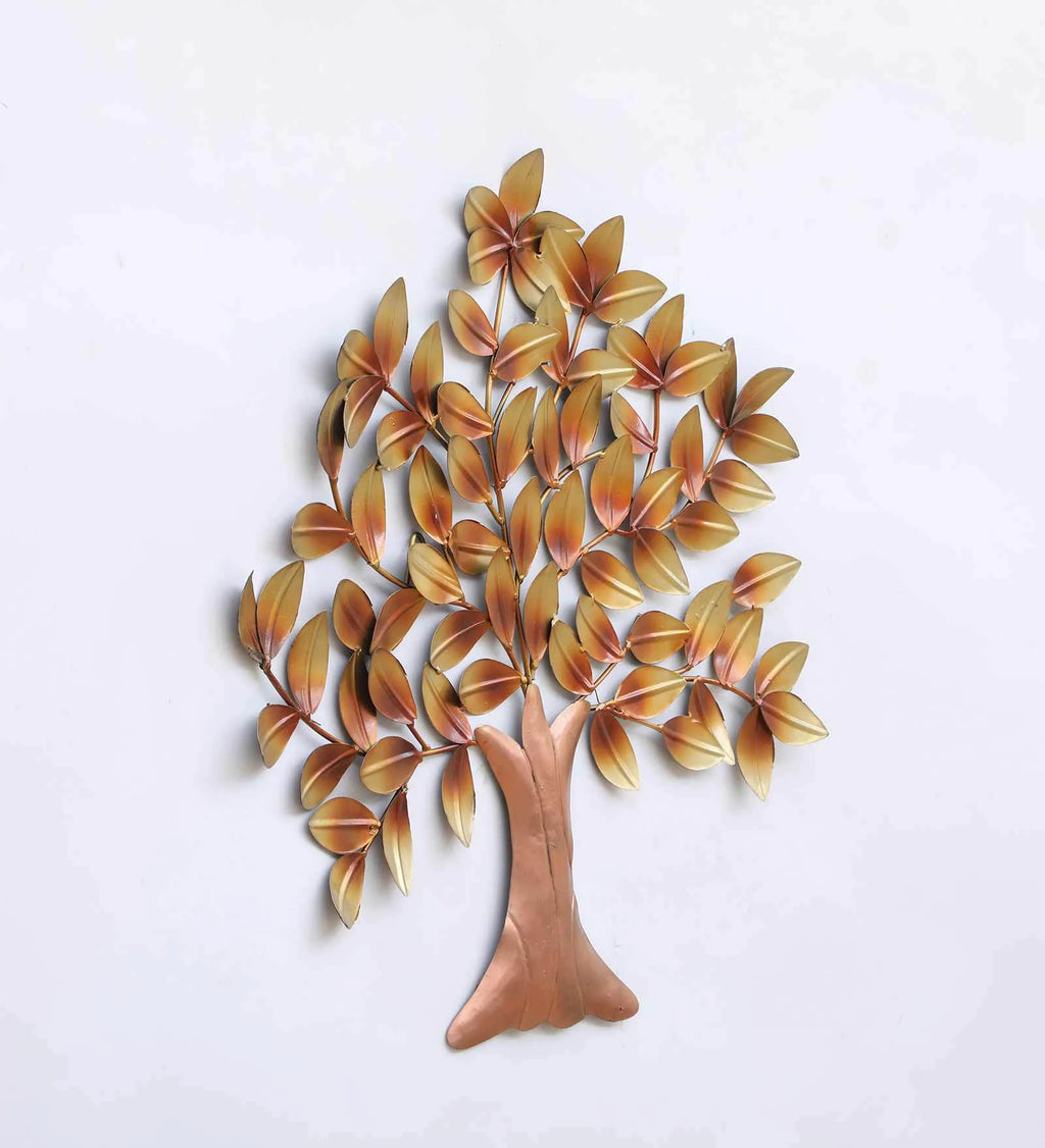 Golden Blossom Tree Metal Wall Art