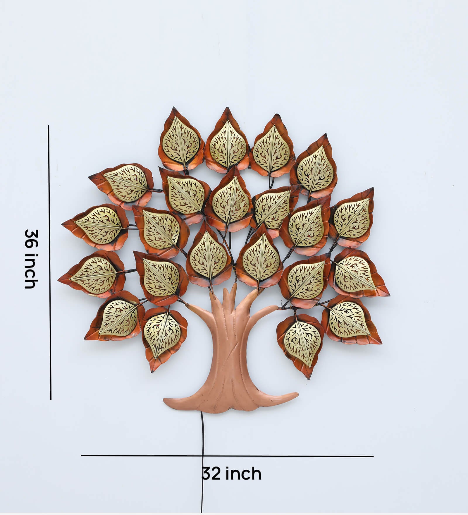 Golden Leaf Tree Metal Wall Art with LED Light (36 x 32 Inch)