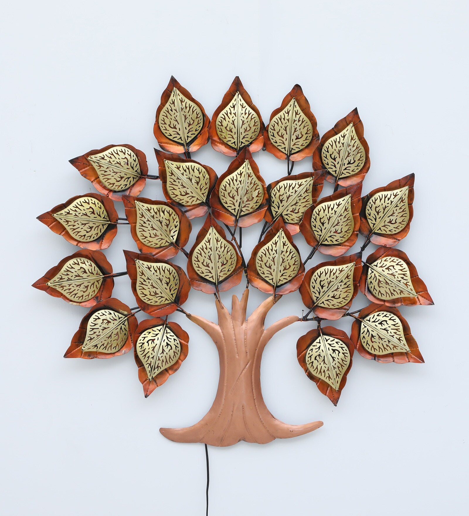 Golden Leaf Tree Metal Wall Art with LED Light (36 x 32 Inch)