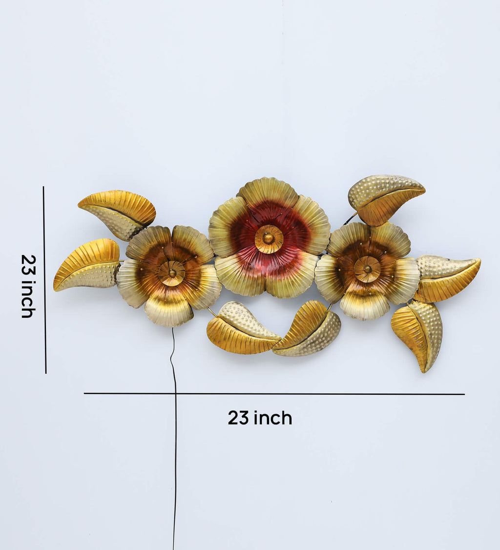 Golden Blossom Radiance Metal Wall Art with LED